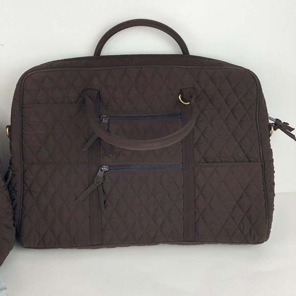 VERA BRADLEY Quilted Espresso XL Tote Weekender Carry On Bag & Laptop Briefcase - Picture 8 of 12